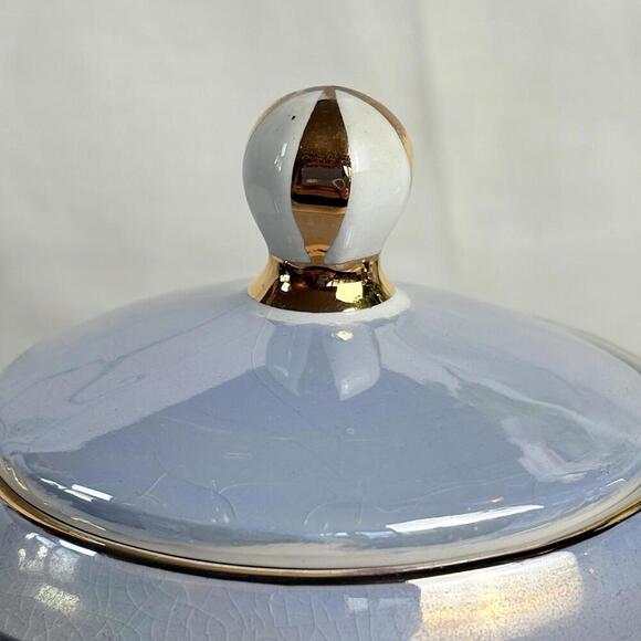 Vintage White Blue Gold Gibson  & Sons Teapot England‎ Tea Pot Beehive Shape - Picture 2 of 11